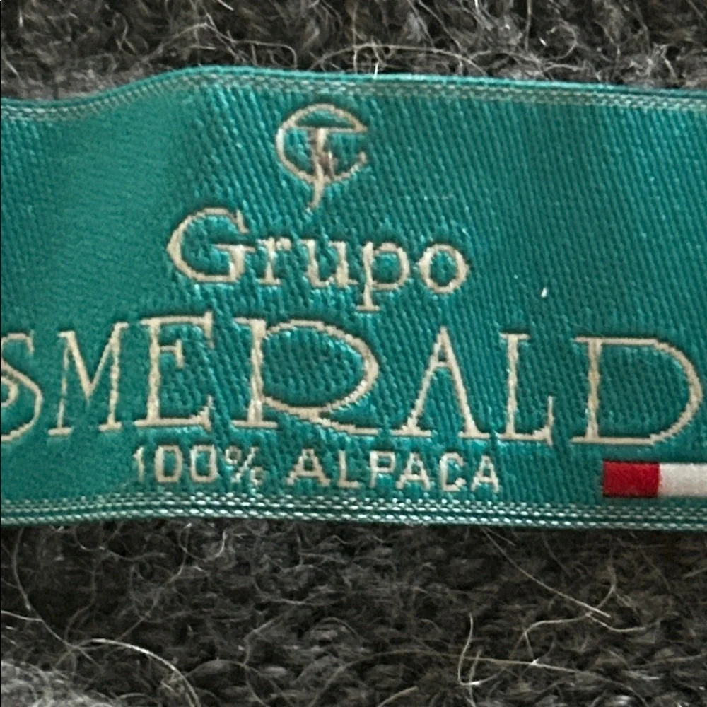 Grupo Esmeralda 100%Alpaca Kid Gray Scenic Knit Crewneck pullover Sweater size L